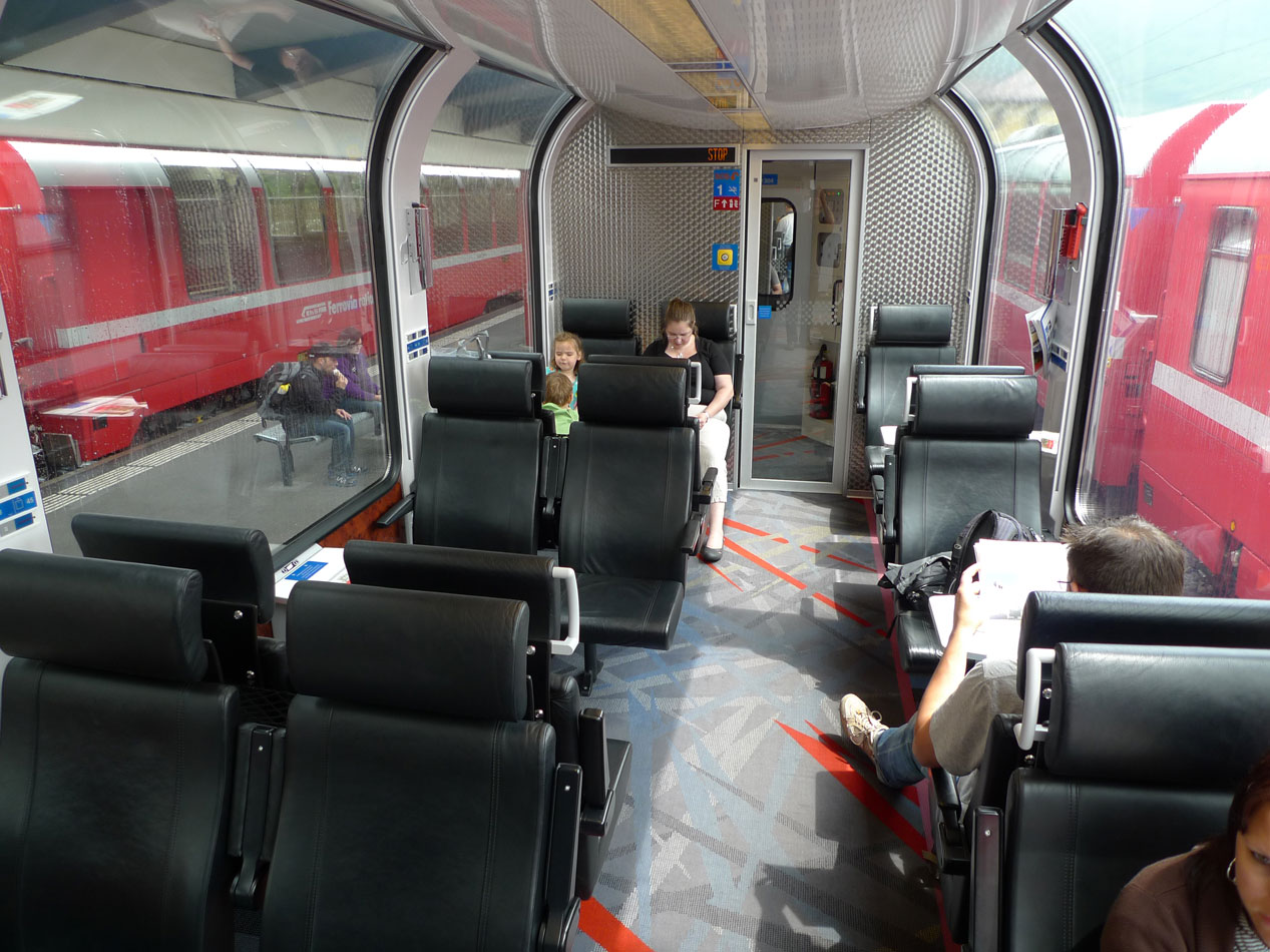 1st Class Panorama Coach interior on the Bernina Express