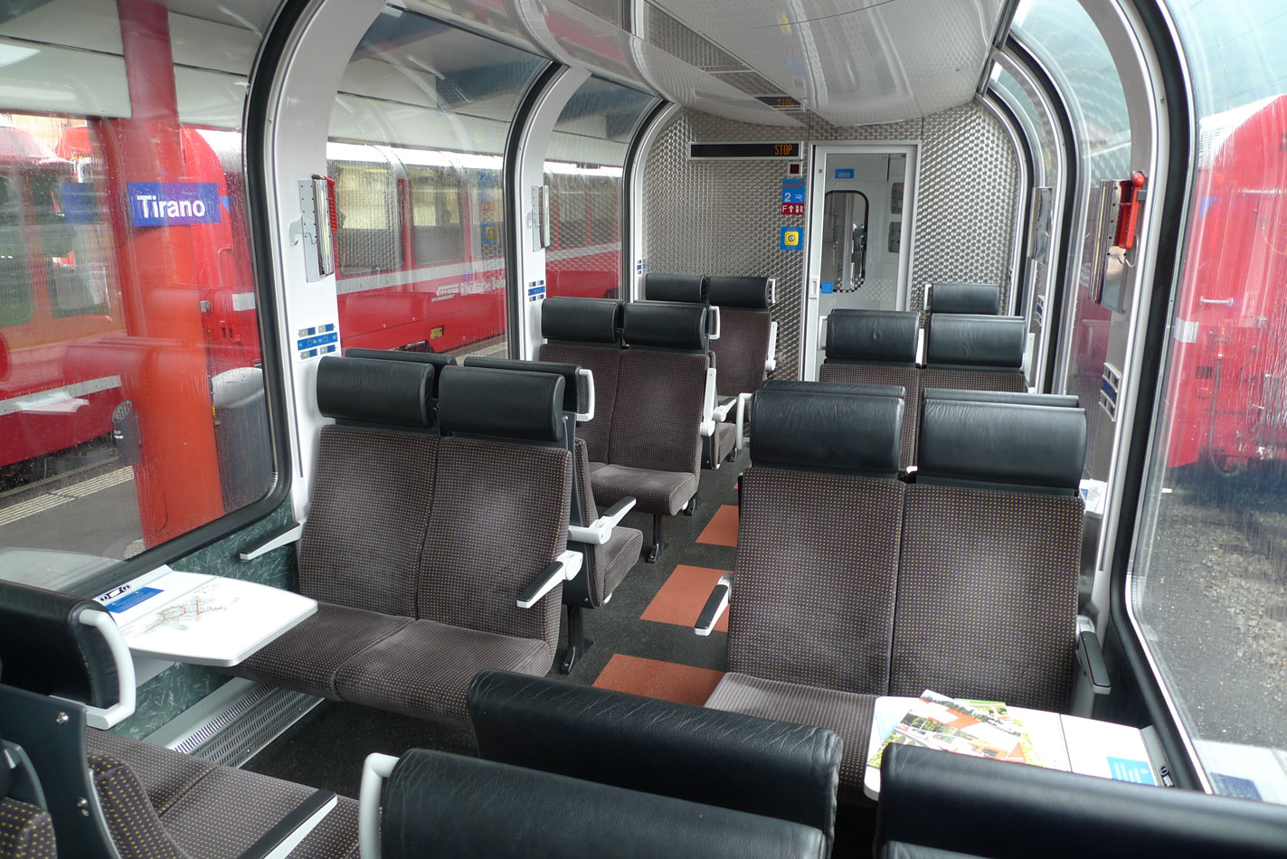 2nd Class Panorama coach interior on the Bernina Express