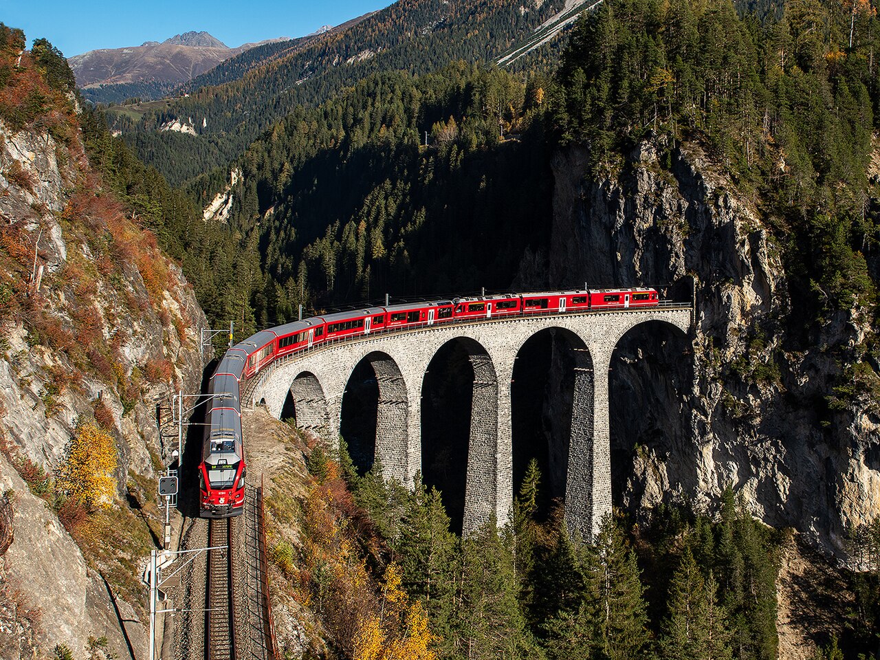 RhB Stadler Allegra crossing the Landwasser Viaduct